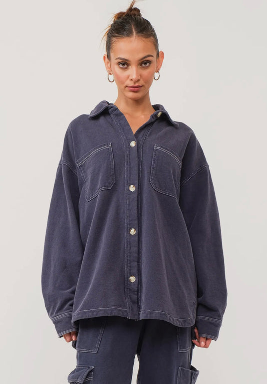 Karina Loop Terry Button Up