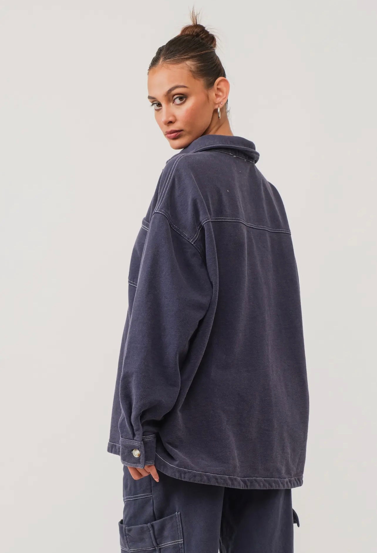 Karina Loop Terry Button Up