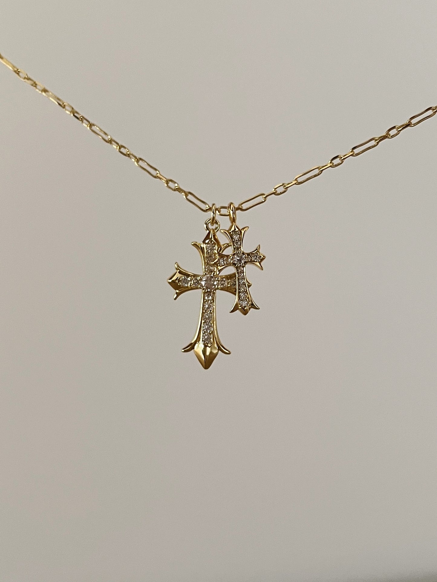 Double Cross Charm Necklace