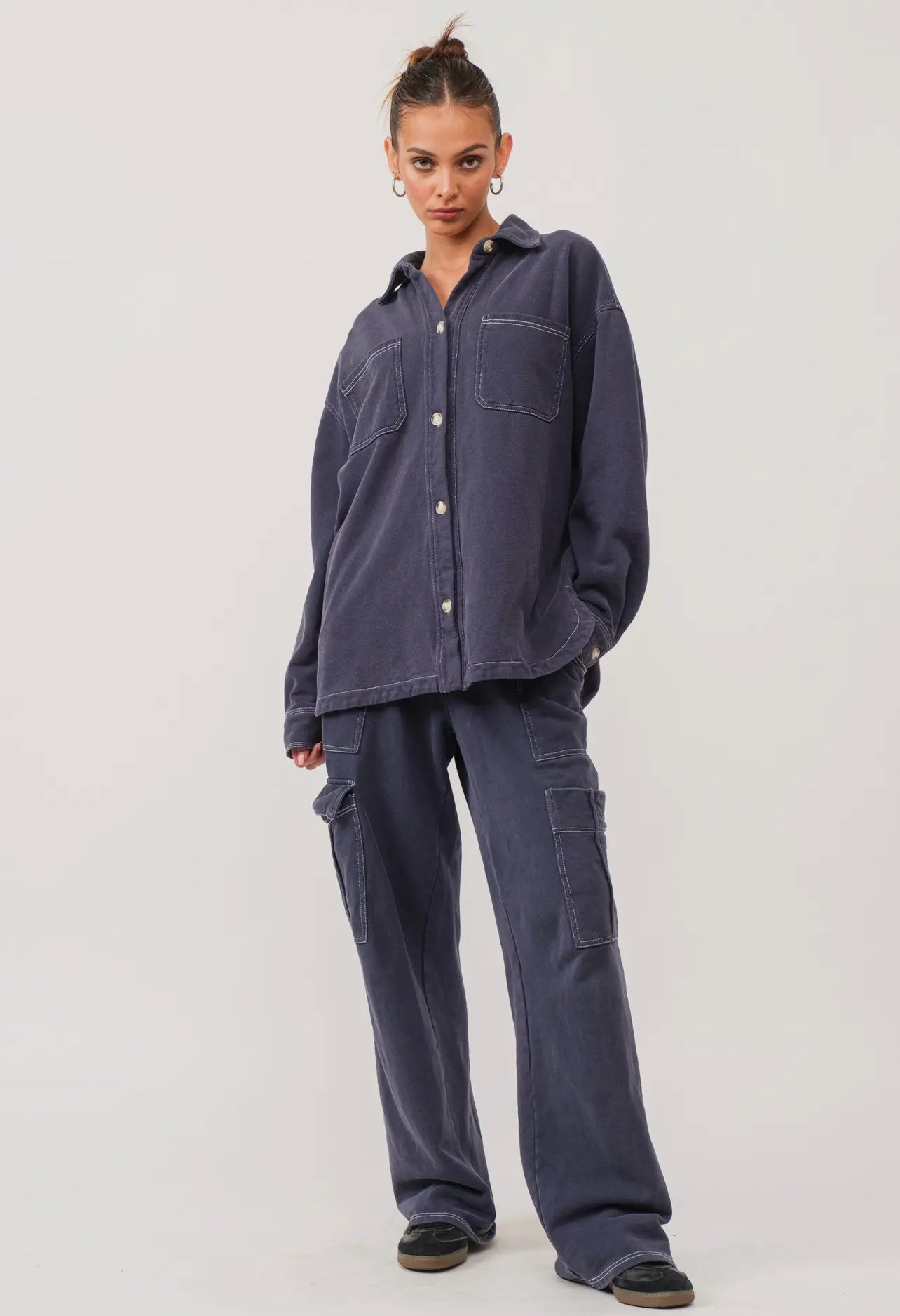 Karina Loop Terry Button Up