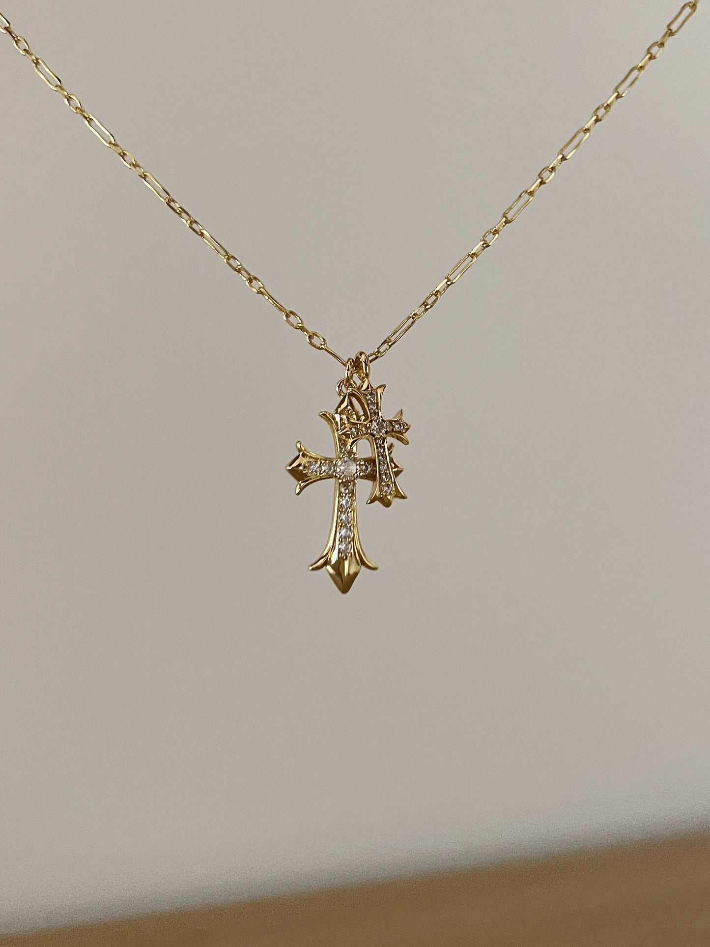 Double Cross Charm Necklace
