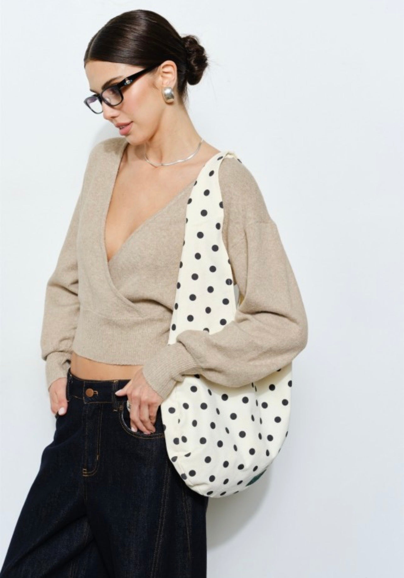 Julianna Polka Dot Canvas Tote