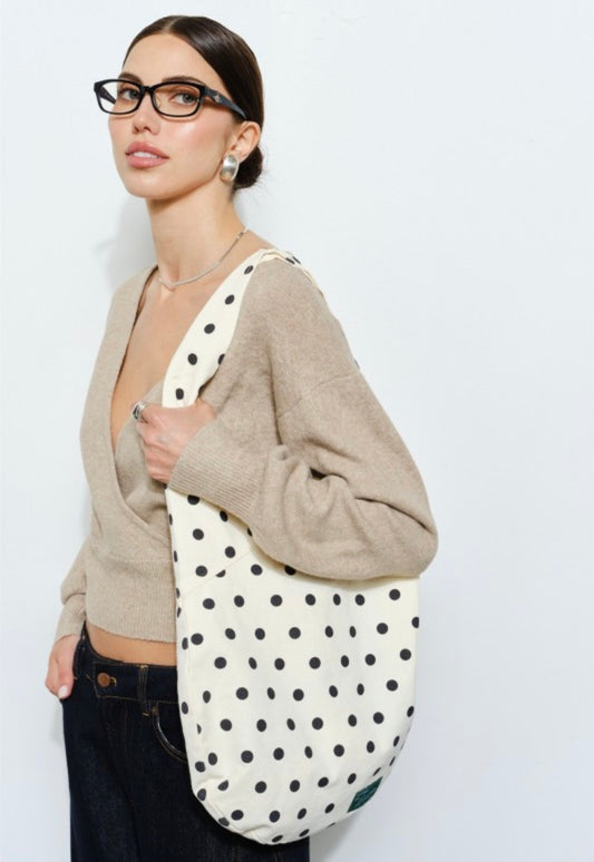 Julianna Polka Dot Canvas Tote