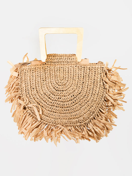 Sandi Raffia Fringe Handbag